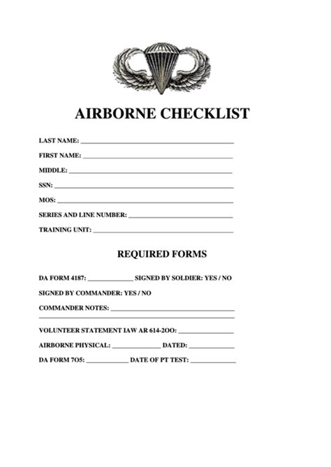 Da Form 4187 Personnel Action With Airborne Volunteer Statement