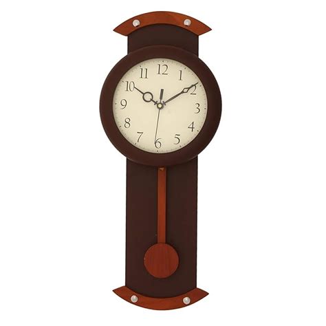 Buy Trency Brown Wooden Designer Vertical Analog Wall Clock With Pendulum 48cmx 19cmx 5cm