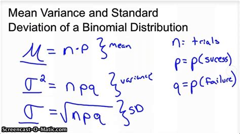 If it does, find the mean and standard deviation. Binomial Distribution Mean Variance Standard Deviation ...