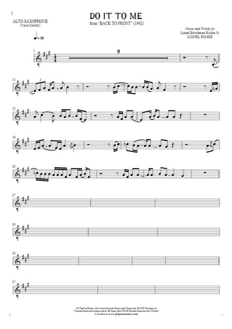 Do it to me · lionel richie. Do It To Me - Notes for alto saxophone - melody line ...