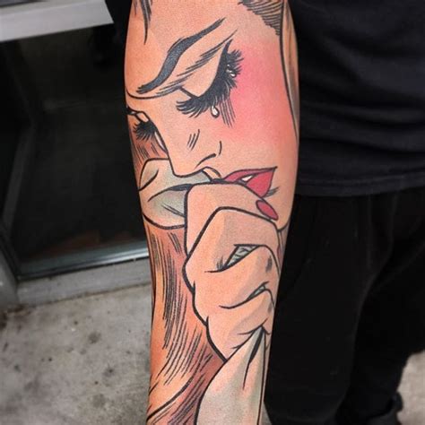 tattoo uploaded by stacie mayer comic book style woman crying tattoo by whitney havok comic