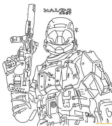 Halo 3 Odst Fighting Coloring Page Free Printable Coloring Pages