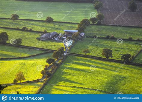Scenic Farmland Aerial View At Sunset Stock Image Image Of Shropshire