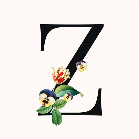 Download Premium Vector Of Flower Decorated Capital Letter Z Typography