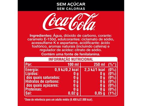 Tabela Nutricional Coca Cola Zero