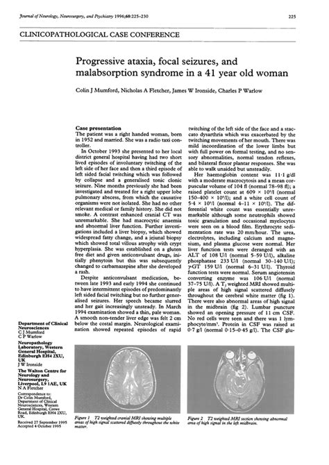 Progressive Ataxia Focal Seizures And Malabsorption Syndrome In A 41