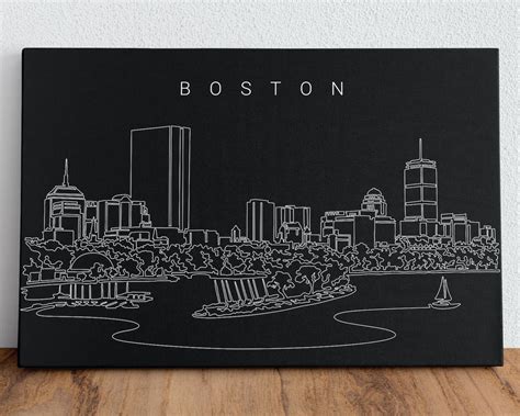 Boston City Canvas Art Print Boston Skyline Canvas Wall Art Etsy