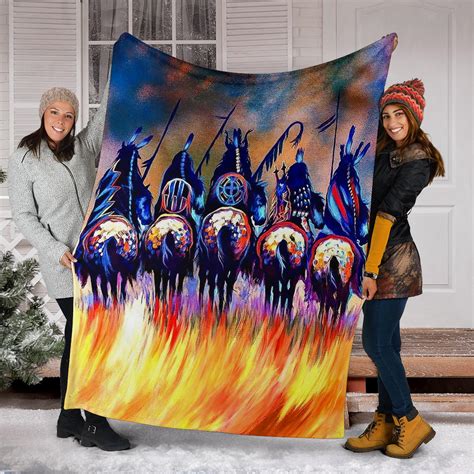 5 Warriors Native American Blanket Gb Nat00013 Blan01 Powwow Store