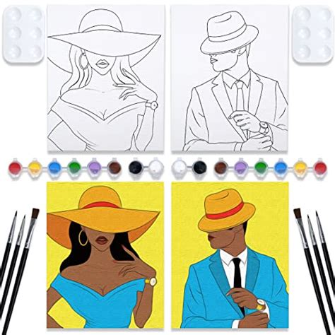 Vochic Couples Paint Party Kits Pre Drawn Canvas For Adults For Paint