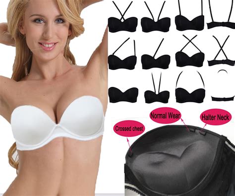 Women Wedding Multiway Bralette Add Cup Supper Thick Padded Underwire Push Up Bra Strapless