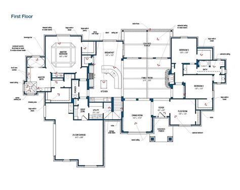 Open floor plan with beautiful fireplace. Floor Plan of the first floor of The Marquis by Tilson ...