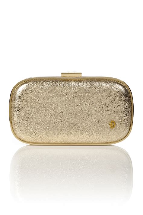 Lyst Anya Hindmarch Gold Crinkle Leather Marano Music Box Clutch In