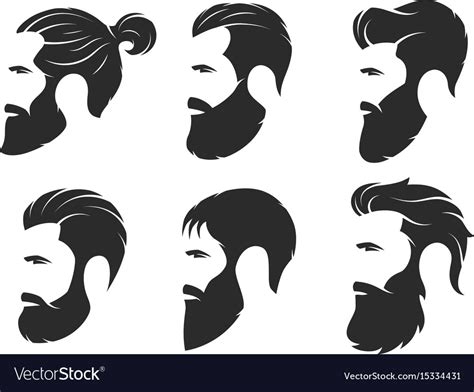 Set Silhouettes A Bearded Men Hipster Style Vector Image