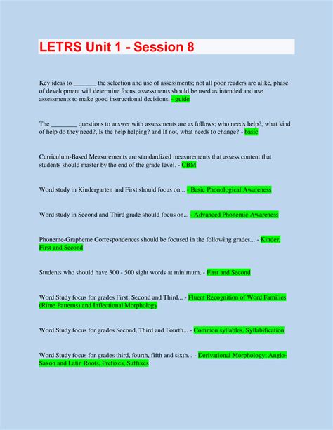 Letrs Unit 1 Session 6 Reflection Worksheet Example - prntbl