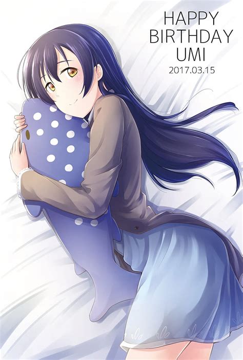 Love Live Anime Girls Sonoda Umi Anime In Bed Long Hair Blue Hd