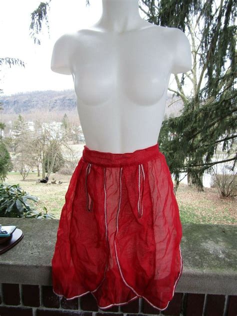 Vintage Sexy Red Sheer Mid Century Mcm Tie String Hal Gem