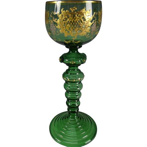 Antique Bohemian Moser Platinum Gilt Hand Painted Enamel Wine Glass From Hideandgokeep On Ruby Lane