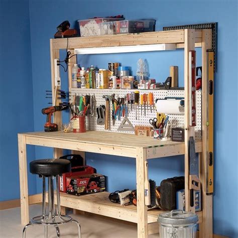 Diy Workbench With Small Pegboard Panel For The Home Project Ideas