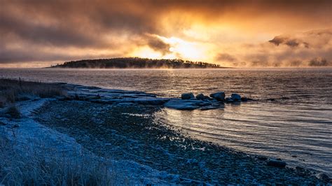 Wallpaper Sunlight Landscape Fall Sunset Sea Bay