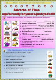 Adverbs of time have standard positions in a sentence depending on what the adverb of time is telling us. Adverbs of time worksheets