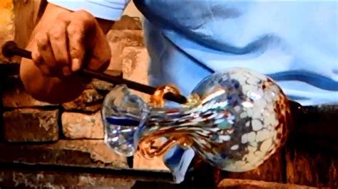 Murano Glass Blowing Of A Flower Vase With 2 Handles Youtube
