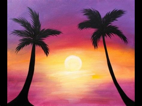 Sunset Painting Easy With Palm Trees Warehouse Of Ideas