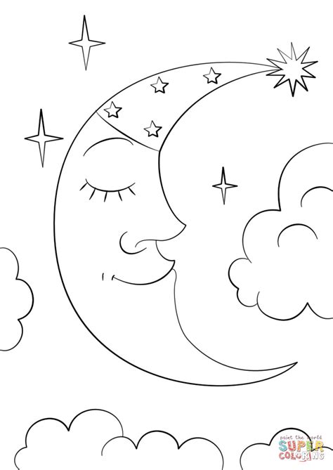 The coloring pages are suitable for children from kindergarten to elementary school. Crescent Moon Coloring Page at GetColorings.com | Free ...