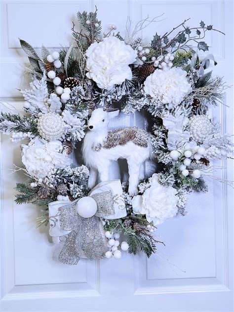 Christmas Winter Wonderland Wreath Snow Wreath Silver And White