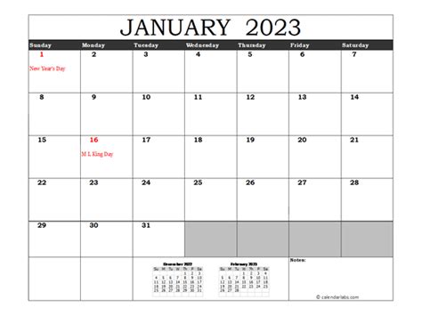 Free 2023 Excel Calendar With Us Holidays Free Printable Templates