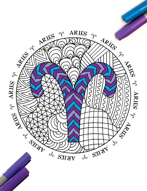 They just wing it and still they get things done, even in ways they themselves didnt anticipate. Aries Zodiac Symbol - PDF Zentangle Coloring Page | Zodiac ...