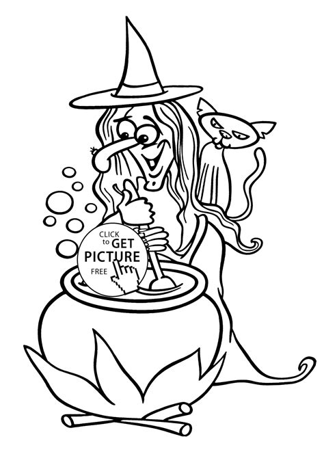 I just hope it means that more black cats get adopted from animal shelters. Funny halloween Witch and cat coloring page for kids ...