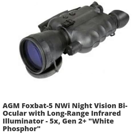 Agm Global Vision Foxbat5 Nwi Night Vision Bi Ocular 5x Gen 2 White