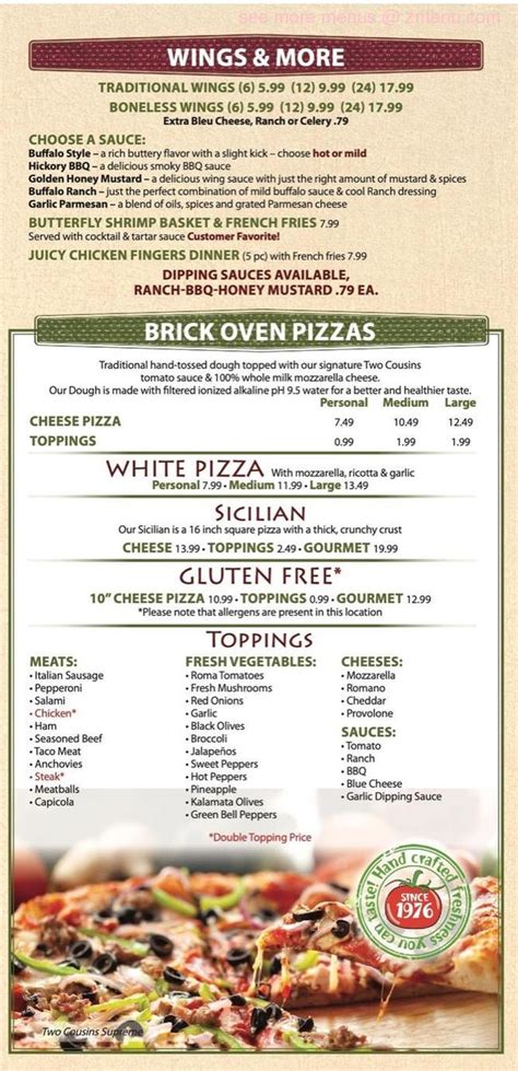 Online Menu Of Two Cousins Pizza And Italian Restaurant Restaurant