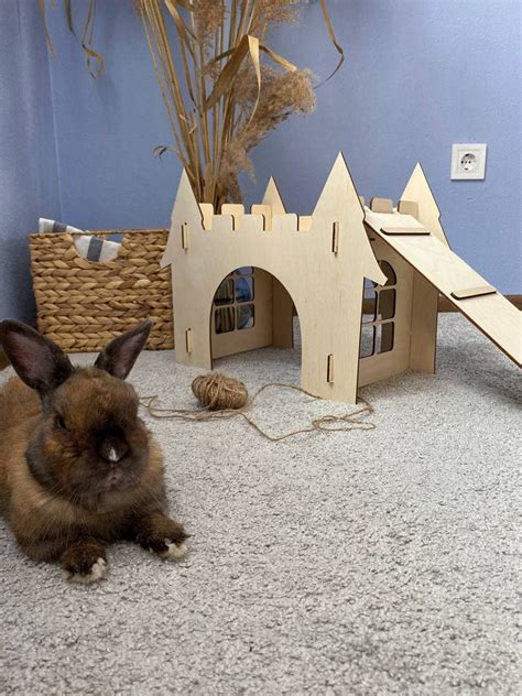 Wooden Rabbit House Bunny Castle Etsy