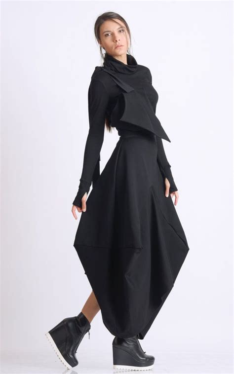 asymmetric black skirt loose long skirt black maxi skirt extravagant oversize skirt avant garde