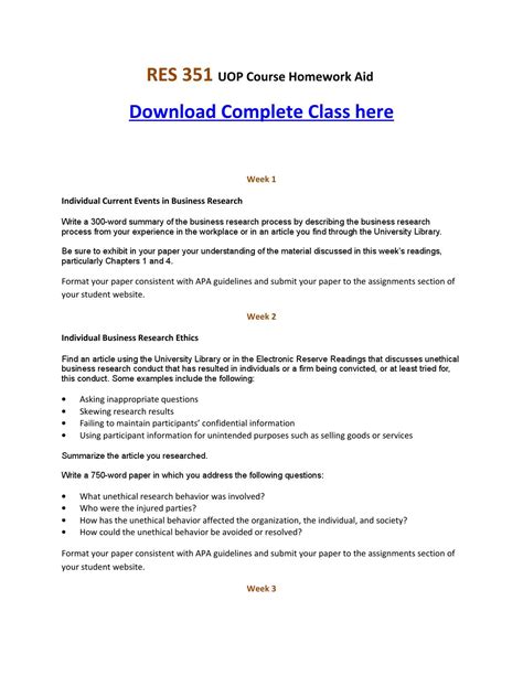 Res 351 Uop Course Entire Class Complete Assignments Dqs All Weeks Work
