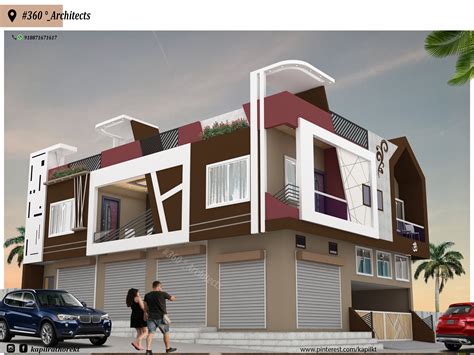 Corner House And Shop Front Elevation Design Opt 5 House Balcony