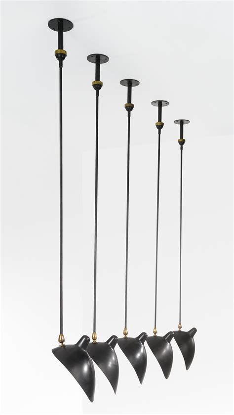 Serge Mouille Enameled Metal And Brass Ceiling Lights 1950s Brass
