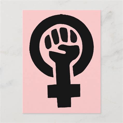 Feminist Girl Power Symbol With Pink Background Postcard