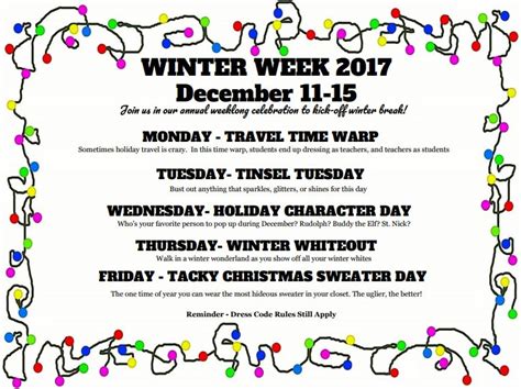 Creative up spirit week theme. Winter Week Dress Up Days « E. L. Wright Middle School ...