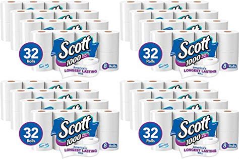 Scott 1000 Sheets Per Roll Toilet Paper 4 Packs Of 8 Rolls 32 Rolls