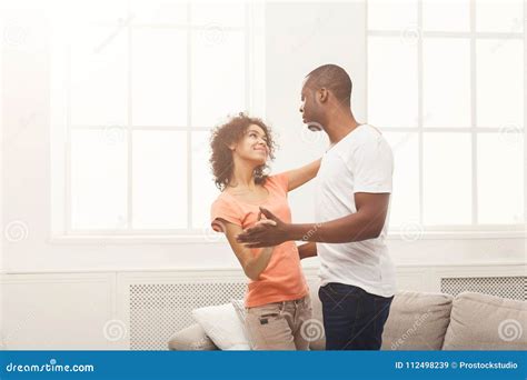 Young Black Couple Dancing At Home Copy Space Stock Image Image Of Indoor Lifestyle 112498239