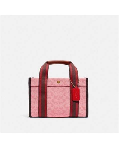 Coach Leather Spin Tote 27 In Signature Jacquard Lyst