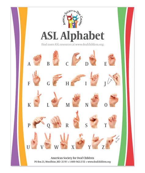 Free Asl Alphabet Chart American Society For Deaf Children