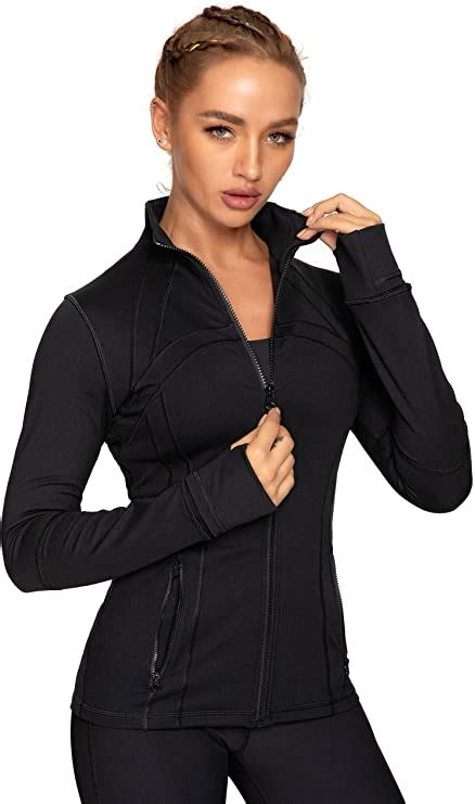 Womens Sports Jacket Slim Fit Running Jacket Cottony Soft Handfee Wf Shopping