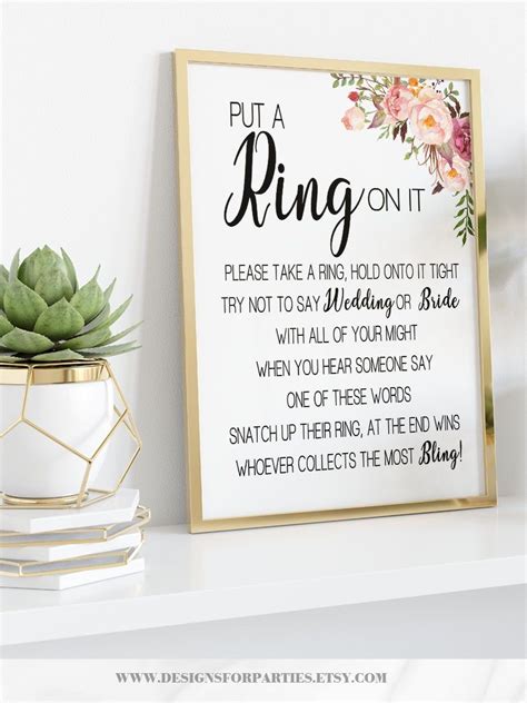 Put A Ring On It Bridal Shower Game Don T Say Bride Or Etsy In