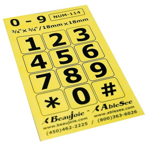 Telephone Stickers Black On Yellow Numbers Only