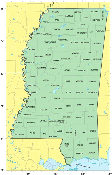 Printable Map Of Mississippi Counties Printable Templates