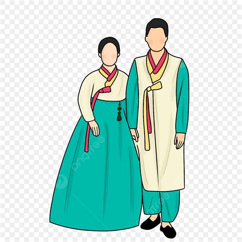 Korean Hanbok Clipart Png Images Illustration Of Korean Couple Wearing