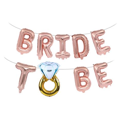 Wedding Bridal Shower 16inch Gold Silver Bride To Be Letter Foil Balloons Diamond Ring Balloon
